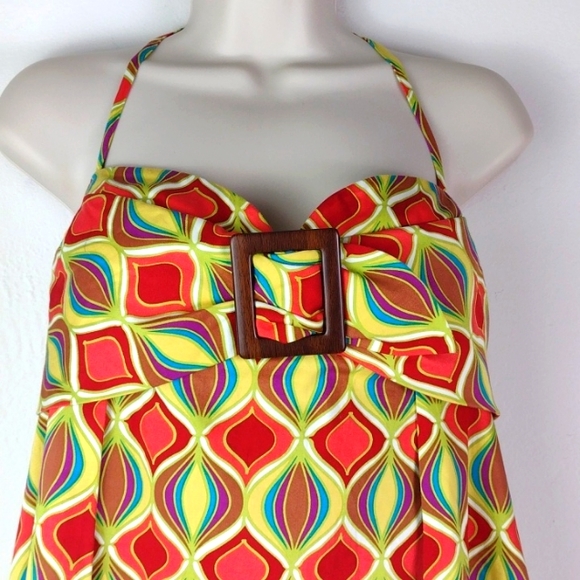 Nine West High Style Colorful Fall Party Cami Dress NWT  SZ 16 - Picture 2 of 16